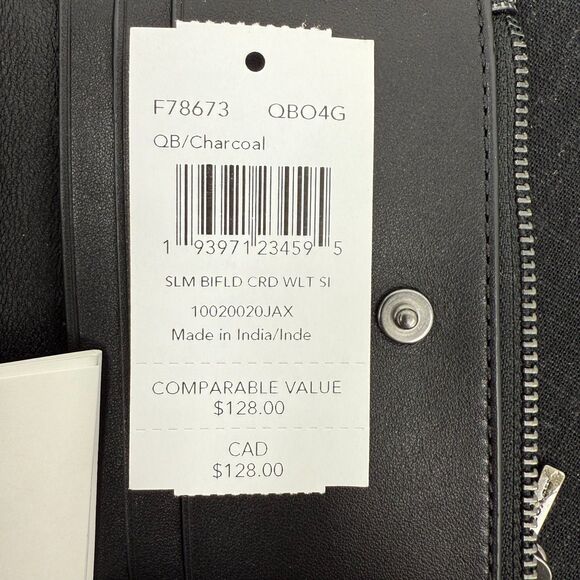 Coach Slim Bifold Card Wallet Signature Canvas leather F78673 - Picture 8 of 9